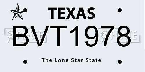 BVT1978 Texas License Plate