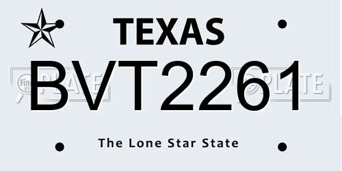 BVT2261 Texas License Plate
