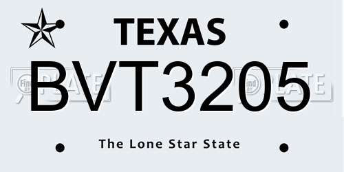 BVT3205 Texas License Plate