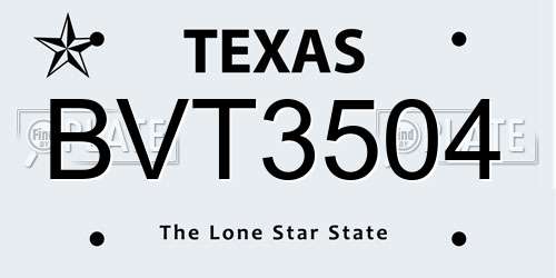 BVT3504 Texas License Plate