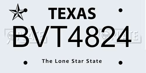 BVT4824 Texas License Plate