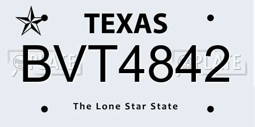 BVT4842 Texas License Plate