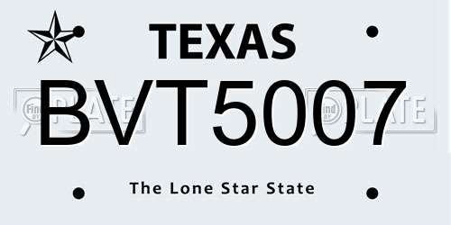 BVT5007 Texas License Plate