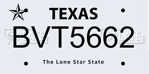 BVT5662 Texas License Plate