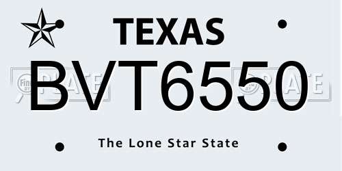 BVT6550 Texas License Plate