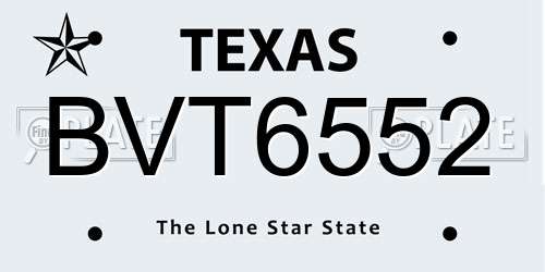BVT6552 Texas License Plate