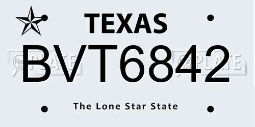 BVT6842 Texas License Plate