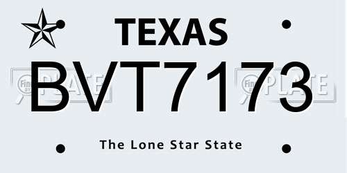 BVT7173 Texas License Plate
