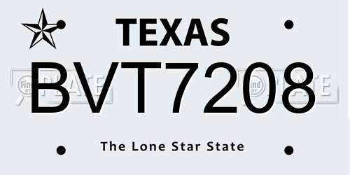 BVT7208 Texas License Plate