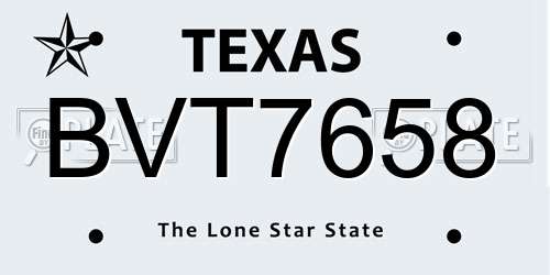 BVT7658 Texas License Plate