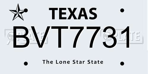 BVT7731 Texas License Plate