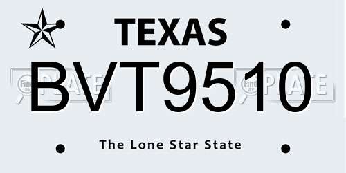 BVT9510 Texas License Plate