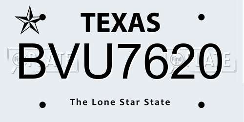 BVU7620 Texas License Plate