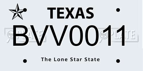 BVV0011 Texas License Plate