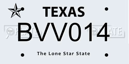 BVV014 Texas License Plate