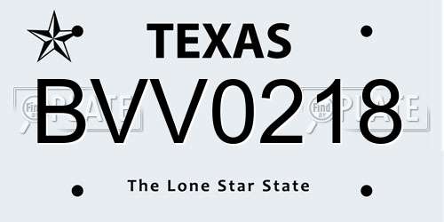 BVV0218 Texas License Plate
