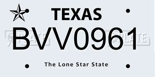 BVV0961 Texas License Plate