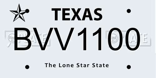 BVV1100 Texas License Plate