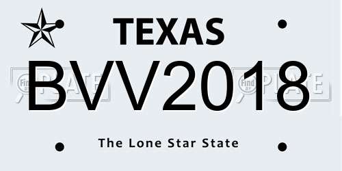 BVV2018 Texas License Plate