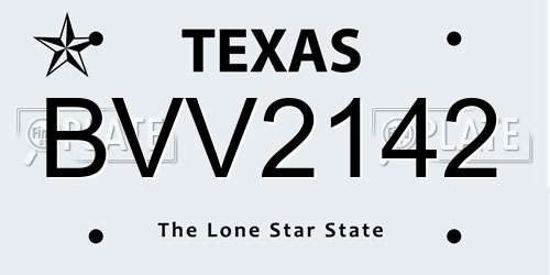 BVV2142 Texas License Plate