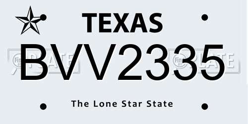BVV2335 Texas License Plate