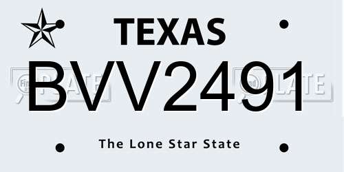 BVV2491 Texas License Plate