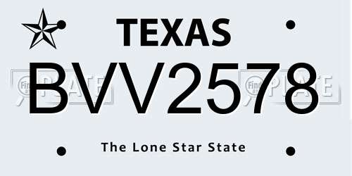 BVV2578 Texas License Plate