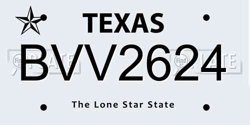 BVV2624 Texas License Plate