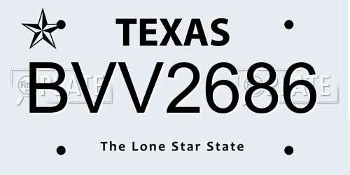 BVV2686 Texas License Plate