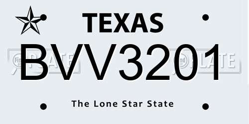 BVV3201 Texas License Plate