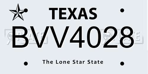 BVV4028 Texas License Plate