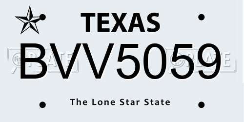 BVV5059 Texas License Plate