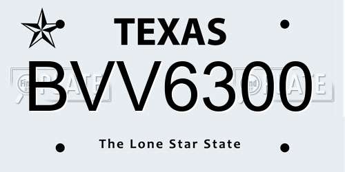 BVV6300 Texas License Plate