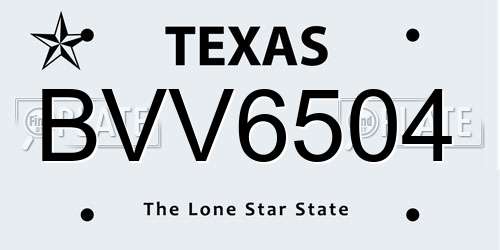 BVV6504 Texas License Plate