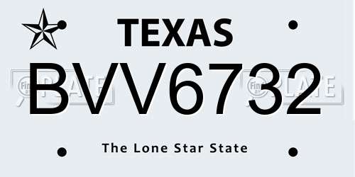 BVV6732 Texas License Plate