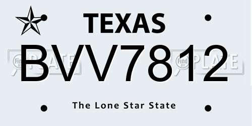 BVV7812 Texas License Plate