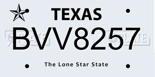 BVV8257 Texas License Plate