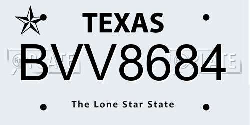 BVV8684 Texas License Plate