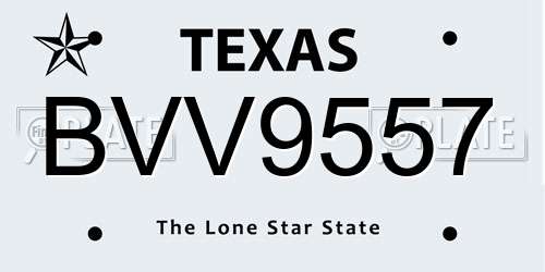 BVV9557 Texas License Plate