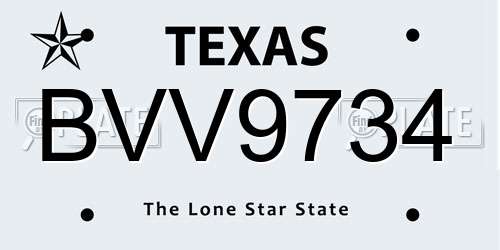 BVV9734 Texas License Plate