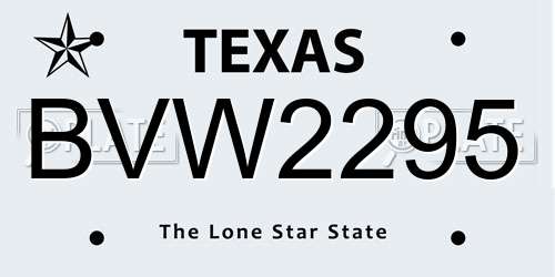 BVW2295 Texas License Plate
