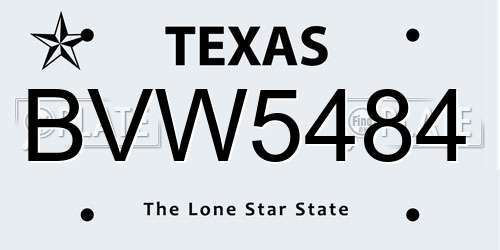 BVW5484 Texas License Plate