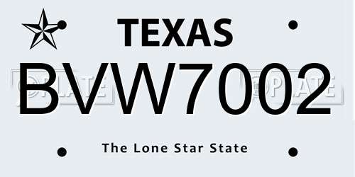 BVW7002 Texas License Plate