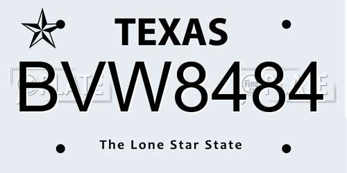 BVW8484 Texas License Plate