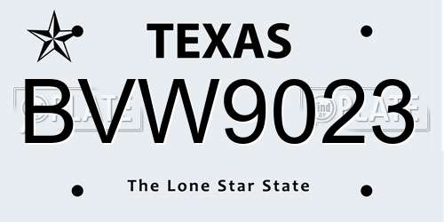 BVW9023 Texas License Plate