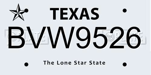 BVW9526 Texas License Plate
