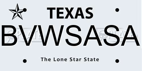 BVWSASA Texas License Plate