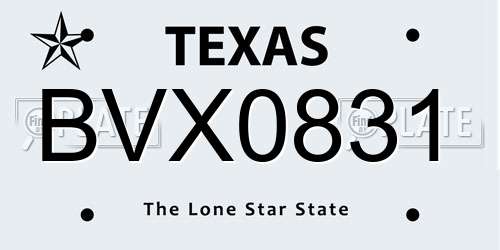 BVX0831 Texas License Plate
