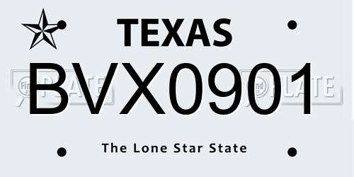 BVX0901 Texas License Plate