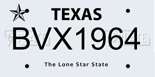 BVX1964 Texas License Plate